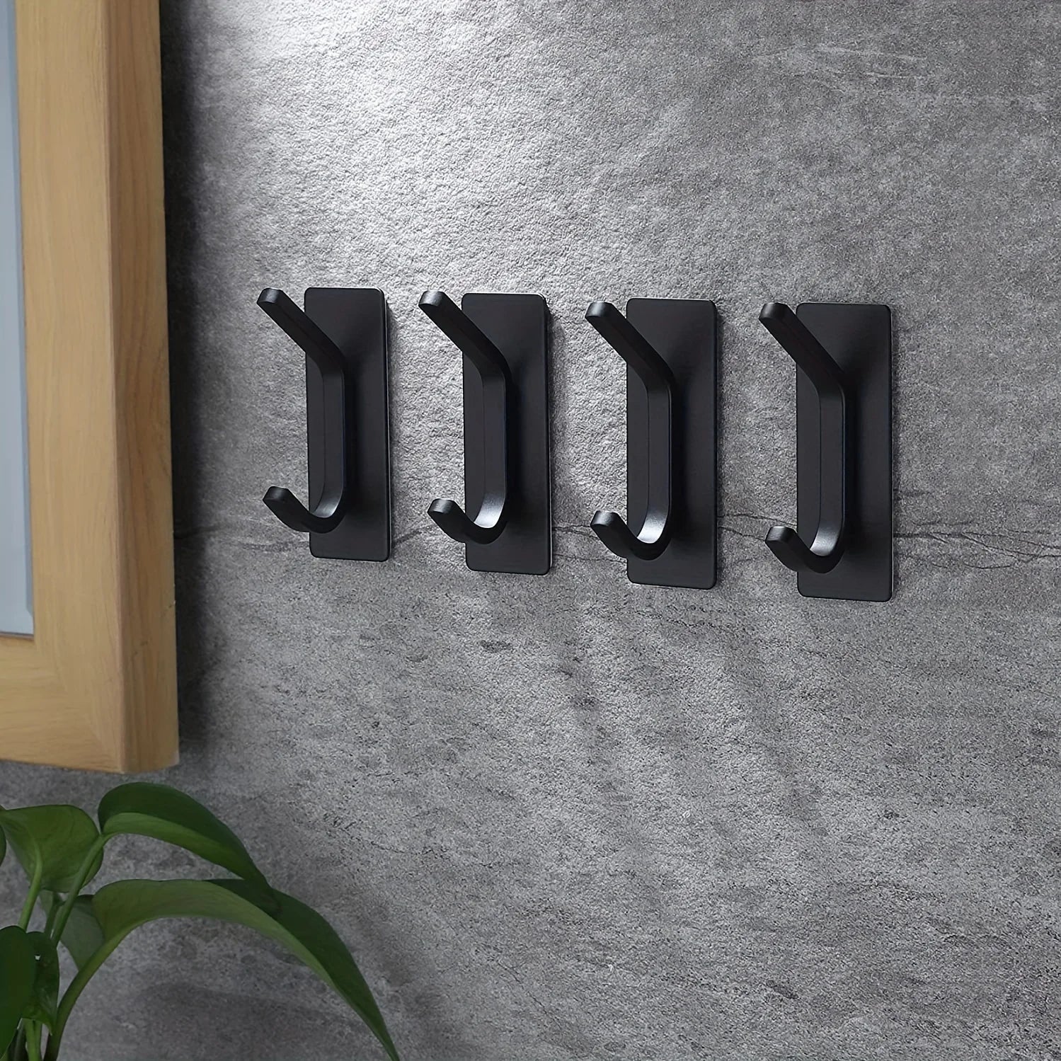 4 stainless steel non perforated wall mounted hooks for household use Qme