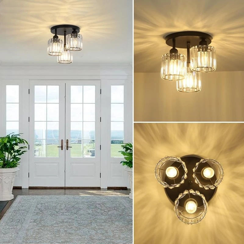 Crystal Ceiling Lamp Modern Lamp Black Kitchen With Transparent Lampshade Corridor Dining Room Entrance Bedroom Lamp Qme