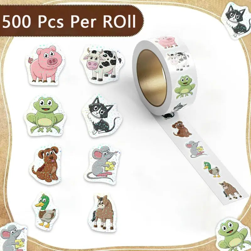 Cute Animal DIY Decals Roll Cartoon Self Adhesive Stickers Kids Qme A2