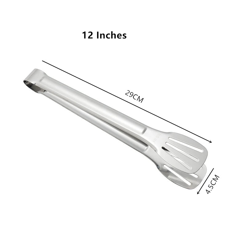Stainless Steel Food Tongs Barbecue Tongs Meat Salad Steak Food Serving Clip Tweezers Long BBQ Cooking Tongs Kitchen Utensils Qme 12 inches