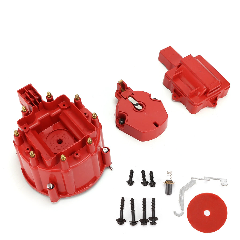 Car Distributor Cap with Coil Rotor Auto Accessories For Chevy V8 265 283 307 327 350 383 396 400 402 427 454 472 502 Engines Qme red