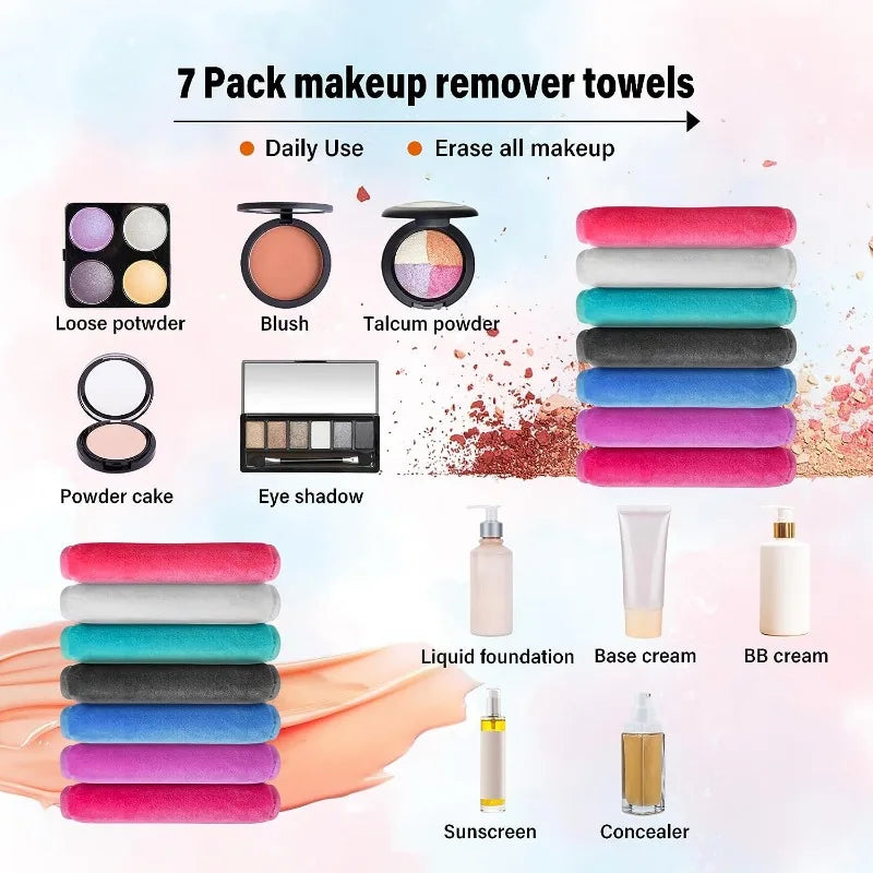 5 Colors Makeup Remover Cloth Towels Face Washcloth Pads Reusable Qme