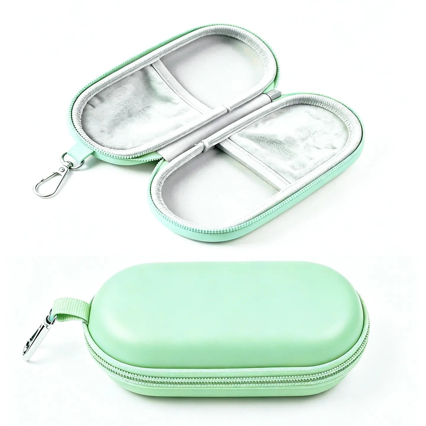 Double Eyeglasses Case Dual Glasses Sunglasses Organizer Zipper Qme Green