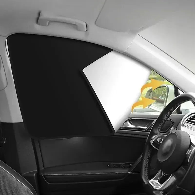 2Pcs Car Side Window Sun Shade Magnet Privacy Curtains UV Reflection Anti Glare UV Block Sunshade for Front/Back Window Qme