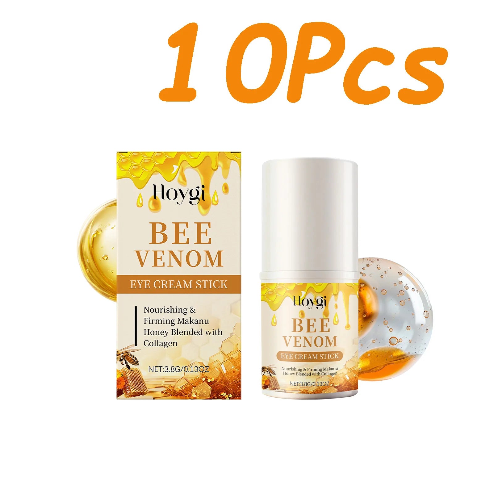 Bee Venom Firming Eye Cream Stick Dark Circles Remove Eye Bags for Under Eye Honey Lifting Brightening Anti-Puffiness Eye Care Qme 10 x 3.8g Boxed