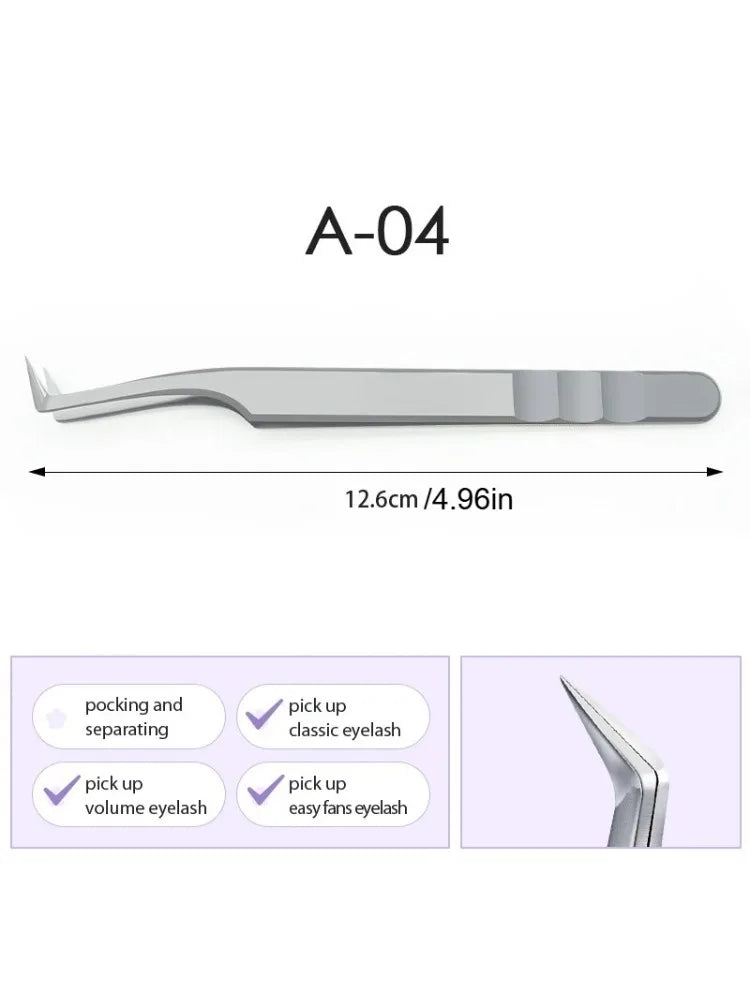 Stainless Steel Eyelash Extensions Tweezers Lash Artists Precision Qme A-04