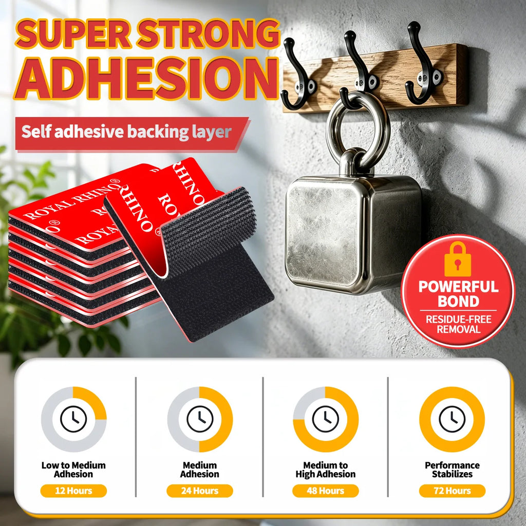 High-Adhesion Hook & Loop Pads Self-Adhesive Backing for DIY Floor Pads High Adhesion Heat-Resistant Hook and Loop Fasteners Qme