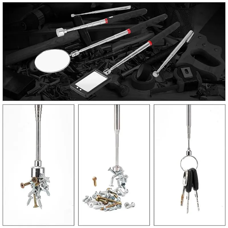 A02F-Ideal For Home And For-For Mechanics-Use Telescoping LED Inspection Mirror Magnetic Pickup Tool Set Qme