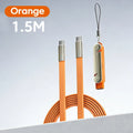 2-in-1 PD 240W Bracket Kit USB C Fast Charging Foldable Bracket Data Cable Type-C to Type-C Data Cable with Folding Phone Stand Qme Orange 1.5m