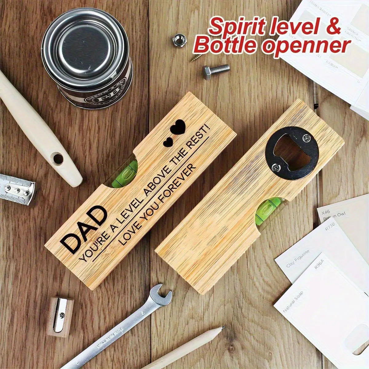 Level Tool Bottle Opener Engraved Above Rest Novelty Dad Husband DIY Qme