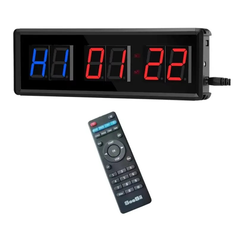 A02F-LED Timer Remote Control Programmable Garage Timer Interval Timer Sports Training Clock Gym Timer Qme