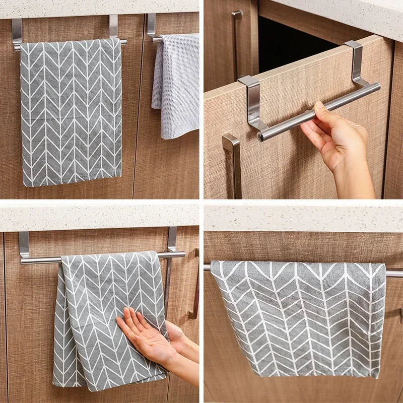 Stainless Steel Towel Rod,drillless Cabinet Door Rack Hanging Towels,Bathroom Accessories Door,Kitchen/bathroom Storage Qme