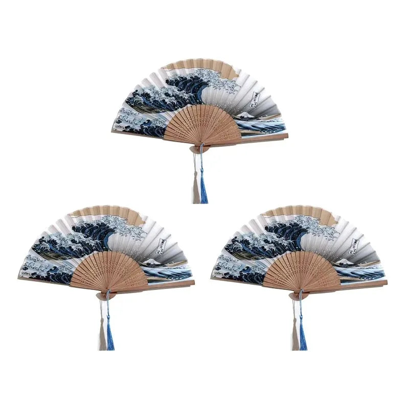 Handheld Folding Ancient Style Fan With Tassel Portable Decorative Photo Prop For Cosplay Party Indoor Atmosphere Decoration Qme 3pcs
