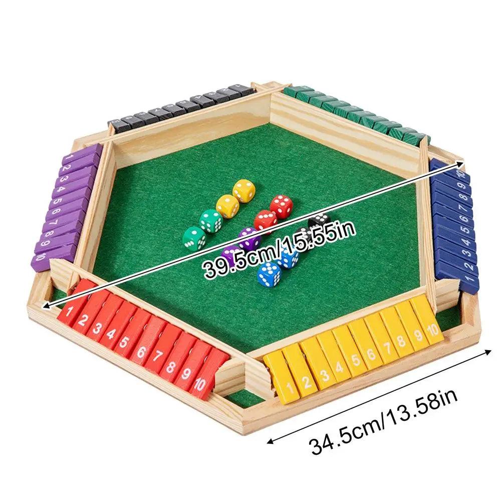 Shut The Box Game Wooden 6-sided Wood Math Toy Board Entertainment Game for Outdoor Party Gathering School Travel Teens Adults Qme Colorful