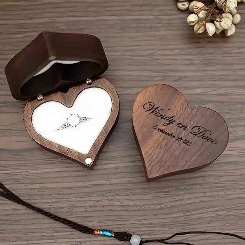 Premium Solid Wood Jewelry Organizer (Black Walnut) - Jewelry Display for Earrings & Couples Rings Jewelry Case Valentine Gift Qme