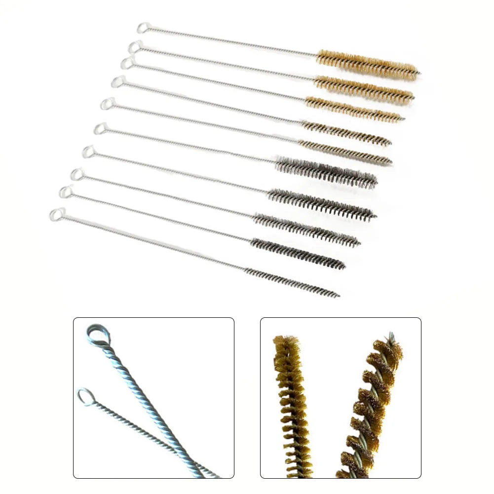 5/10pcs Cleaning Brushes Stainless Steels Brass Cylinder Wire Tube Pipe Cleaning Brushs For Power Drill Descaling Rust Removal Qme