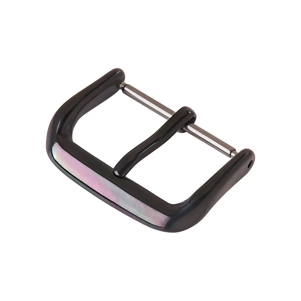Stainless Steel Watch Pin Buckle 8/10/12/14/16/18/20/22/24mm Replace Metal Silver Black Watchbands Strap Clasp Watch Accessories Qme 16mmB