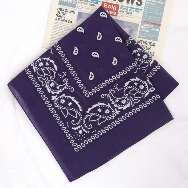 Unisex Cotton Bandana Kerchief Hip Hop Black Hair Band Neck Scarf Qme A12