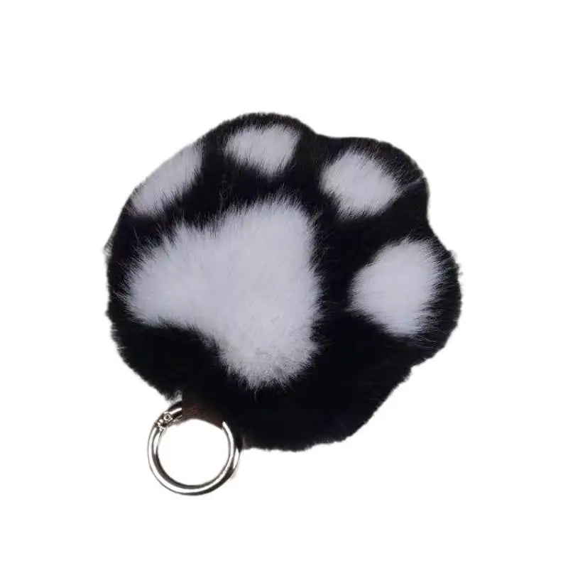 Cat Paw Pendant Keychain Fluffy Kawaii Faux Fur Keychain Cute Stuffed Toy Plush Toy Key Ring Backpack Car Key Pendant Qme