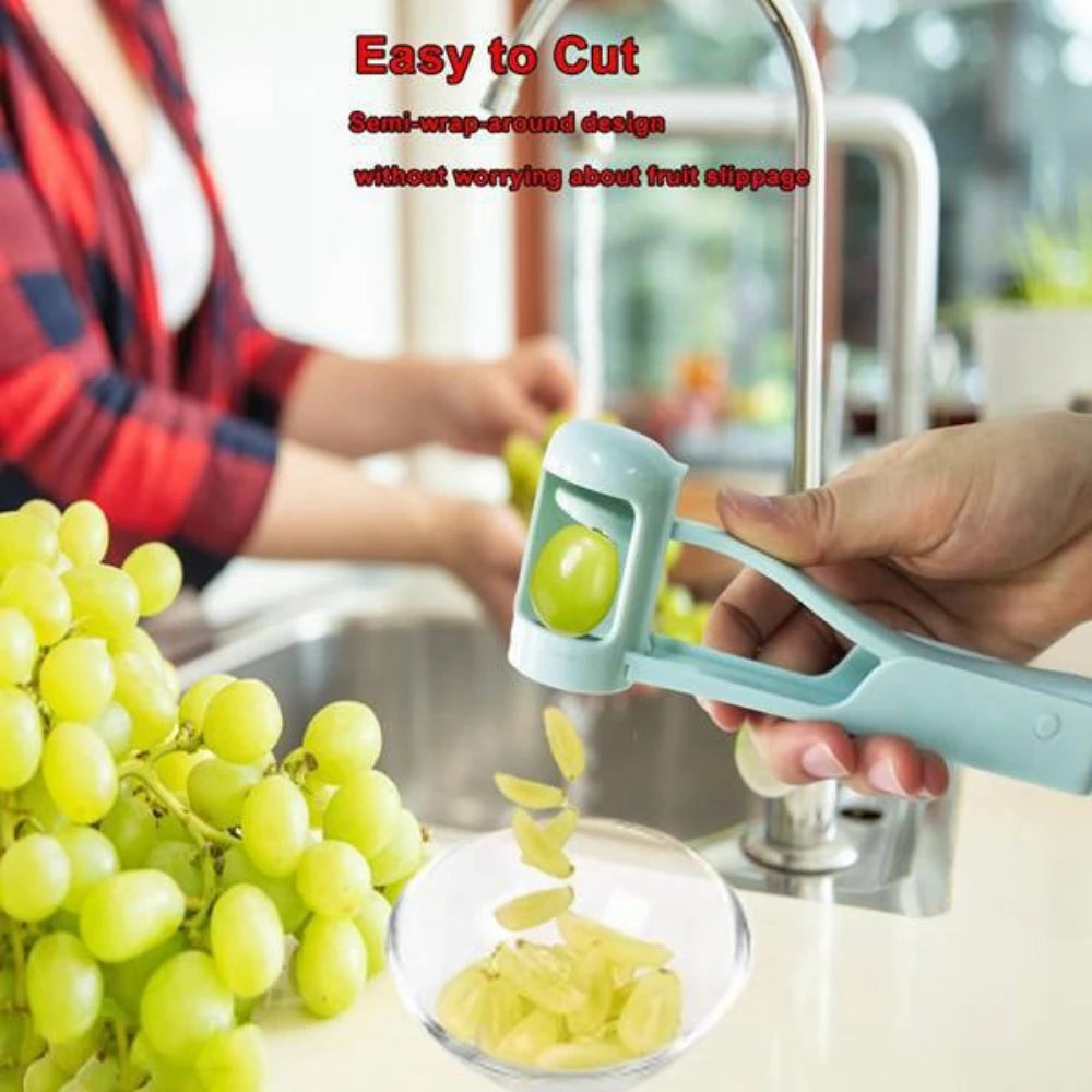 Kids Friendly Fruit Splitter Portable Cherry Tomato Grape Cutter Safe Reusable Kitchen Gadget for Daily Salad Snack Prep Qme