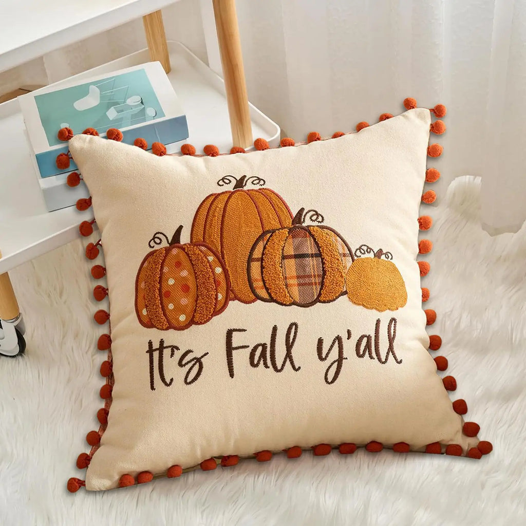 Fall Pumpkin Pillow Covers Cases Thanksgiving Decor 18x18 Inch Qme