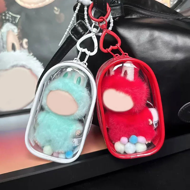 Suitable for 10cm stretch cloth and plush toy protective cover, with transparent strap hanging PVC display bag Qme