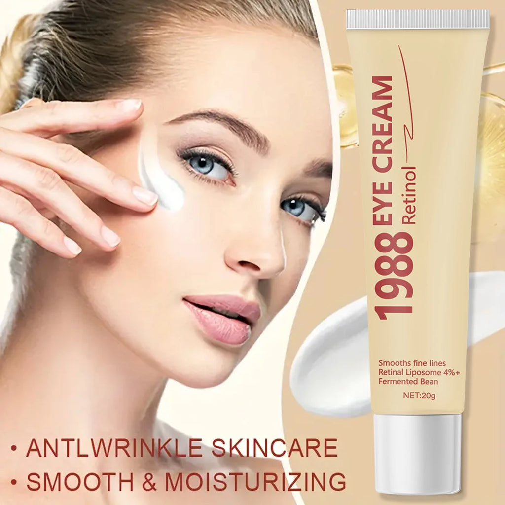 Retinol Eye Cream 1988 with 4% Retinal Liposome & Fermented Bean - Smooths Fine Lines for Elastic, Smooth Skin Qme