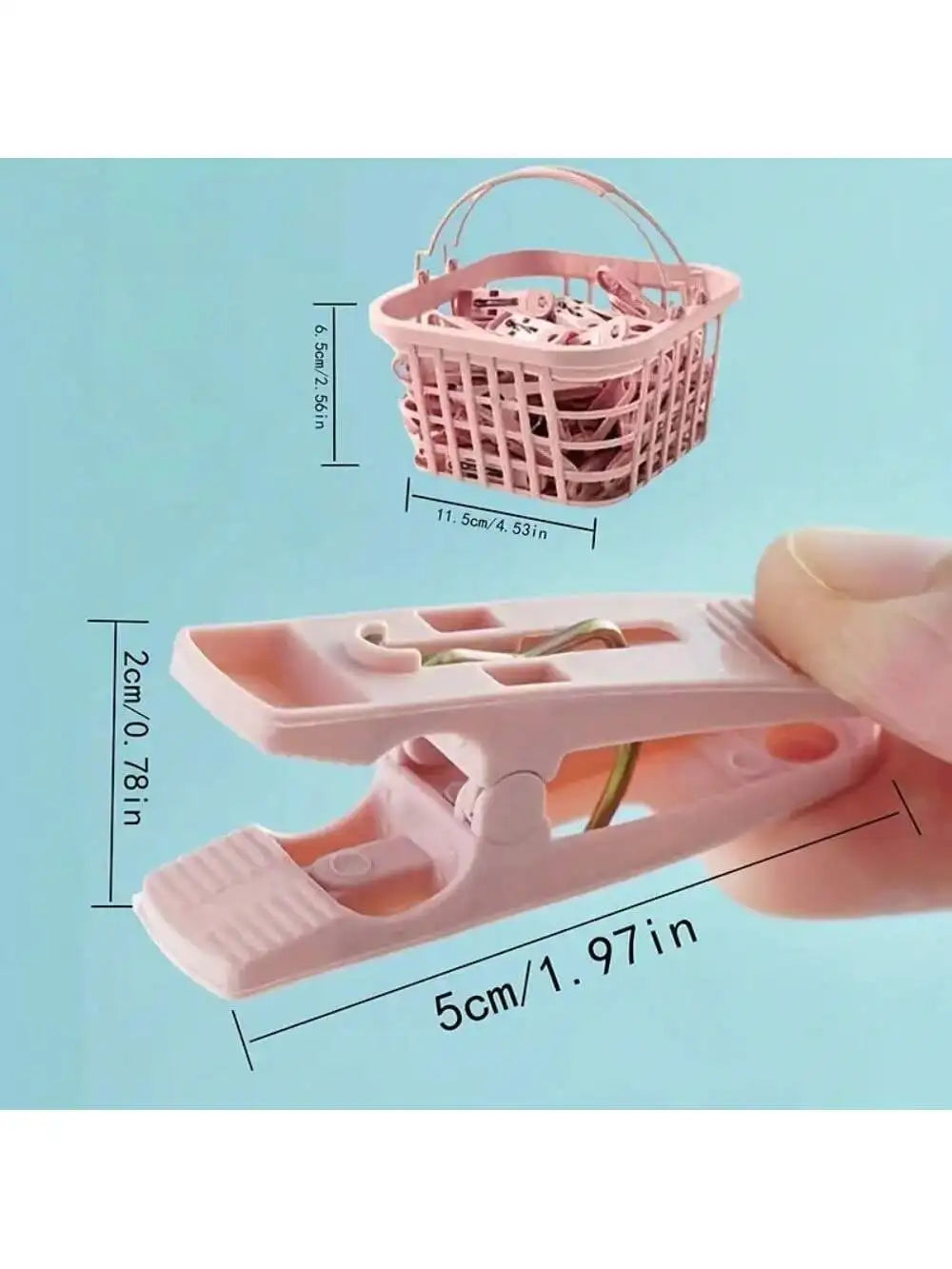 Plastic Clothes Pins Drying Clips Windproof Small Pegs Basket Storage Qme