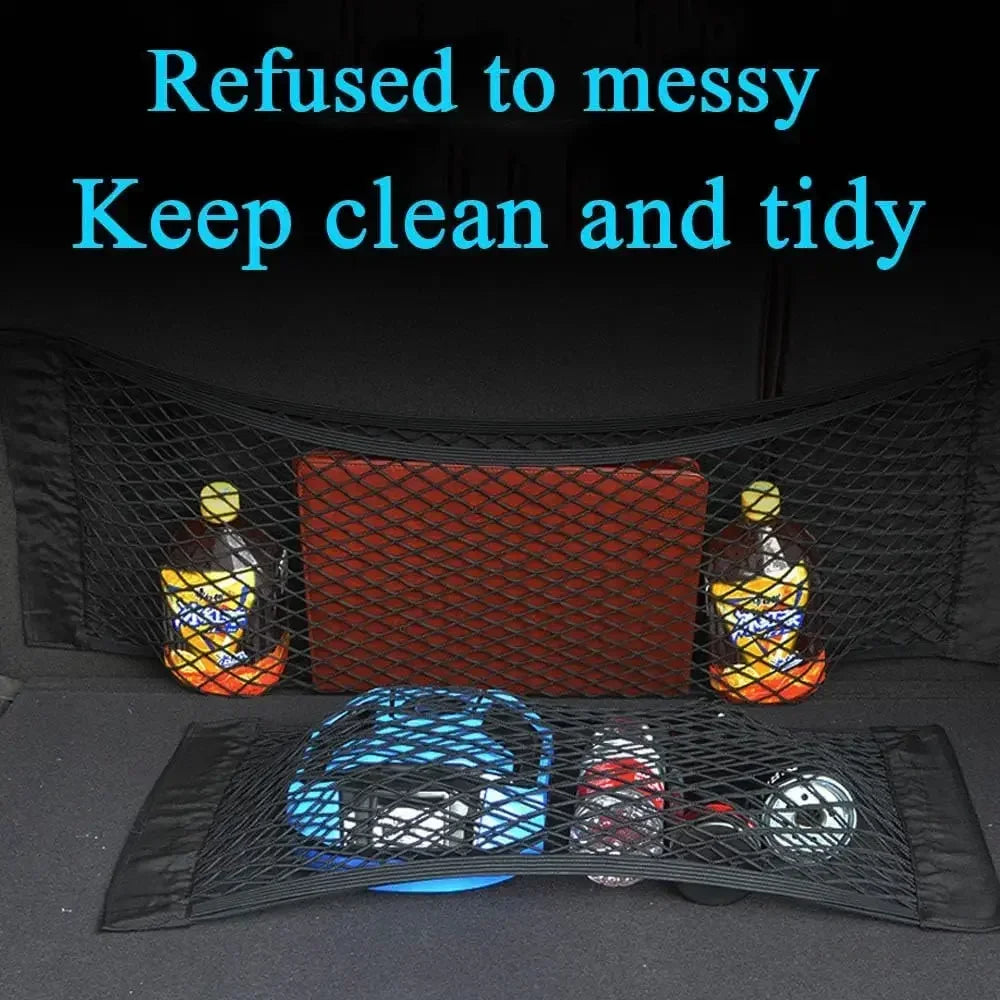 Car Storage Net Stretchable Mesh Pocket Magic Elastic Sticker Qme