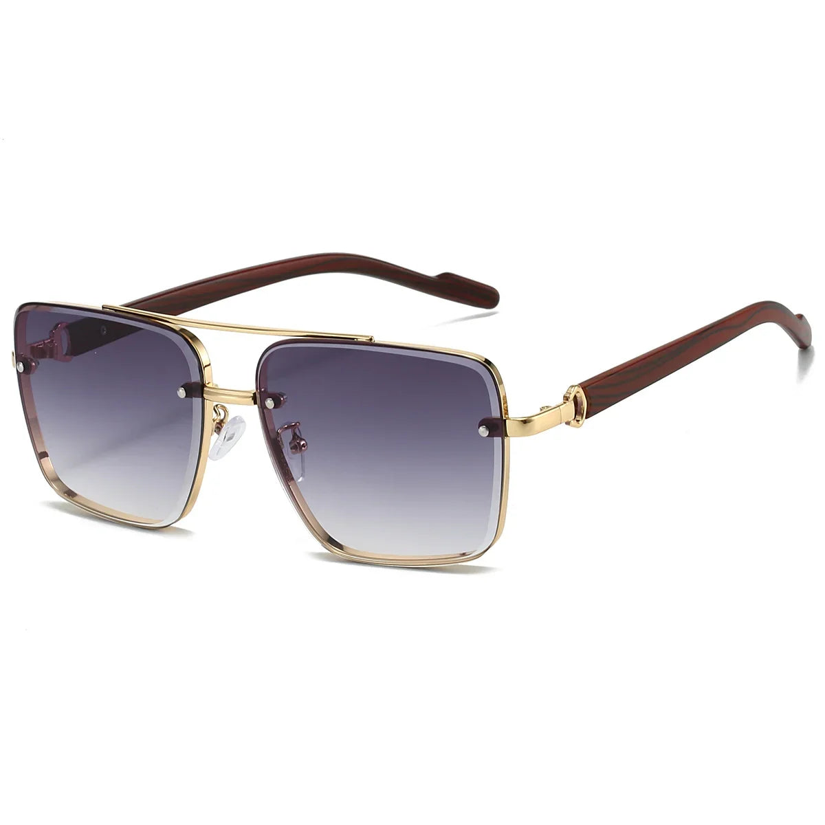 Fashion Retro Square Metal Shades Women's Original Brand Design Driving Sunglasses New Double Bridge Pilot Sun Glasses Qme gradient grey