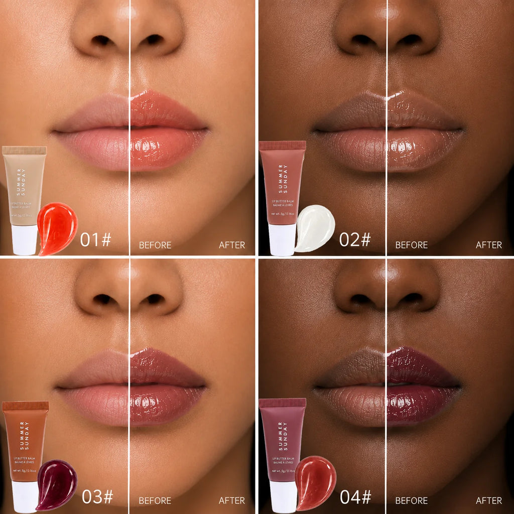 4PCS Lip Gloss Set Long Lasting Waterproof High Pigment Non-Sticky Lip Tint Kit Daily Wear Makeup Gift， Set Dewy Finish Moistur Qme