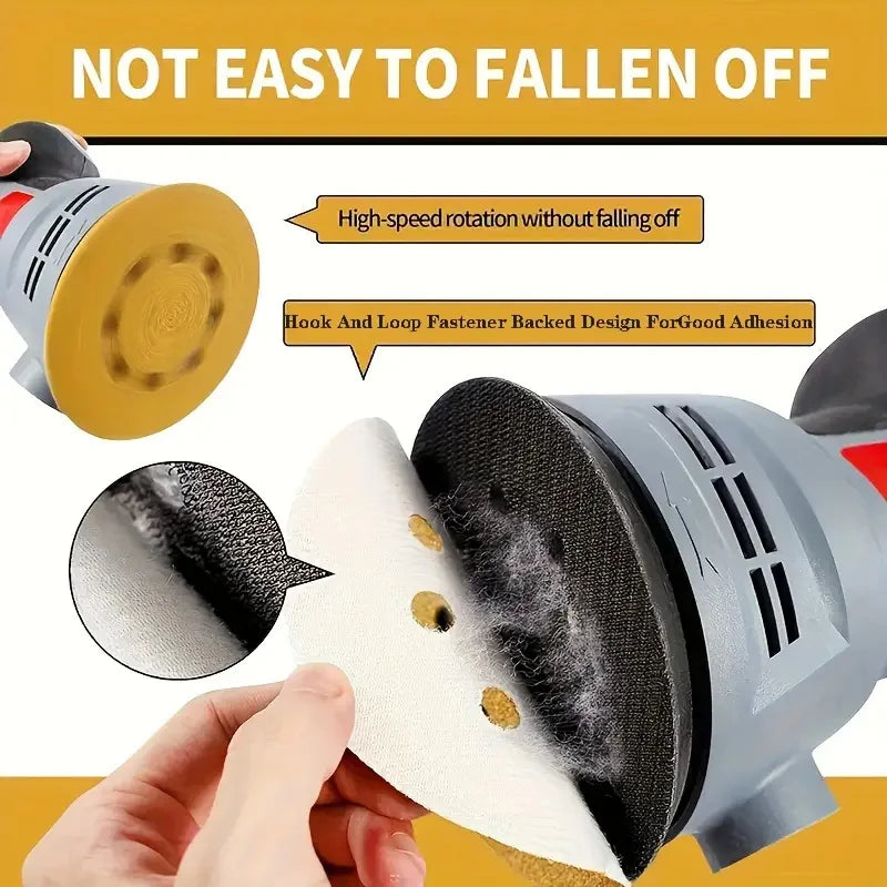 20Pcs Yellow Sanding Discs Assorted Grits 8 Holes 5Inch Sanding Disc Abrasive Tools Hook Loop Sandpaper Loop Sanding Disc Qme