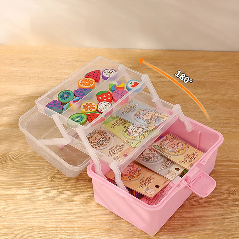 Children's Hair Accessories Storage Box Head Rope Hairpin Card Pen Sundries Stationery Box Cute Girl Jewelry Box Qme