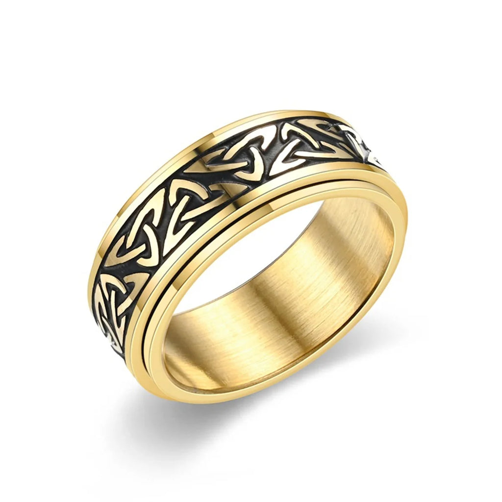 Anti Stress Knuckle Ring Man Stainless Steel Viking Characters Enamel Spinning Rotating Anxiety Control Ring Bague Homme Rings Qme