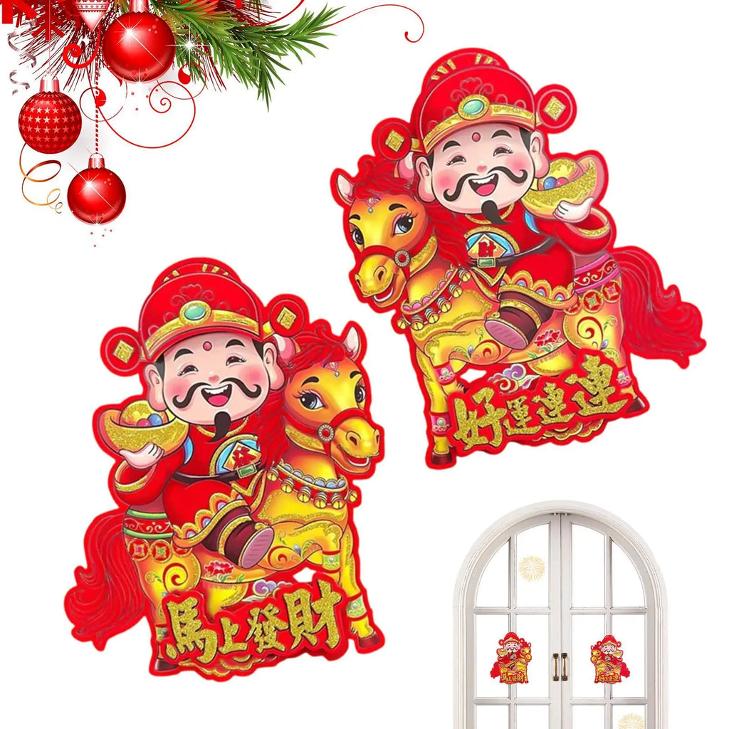 Happy New Year Stickers Blessing Decals Blessing Door Sticker for Family Home Spring Festival Lunar New Year Window Decor Qme