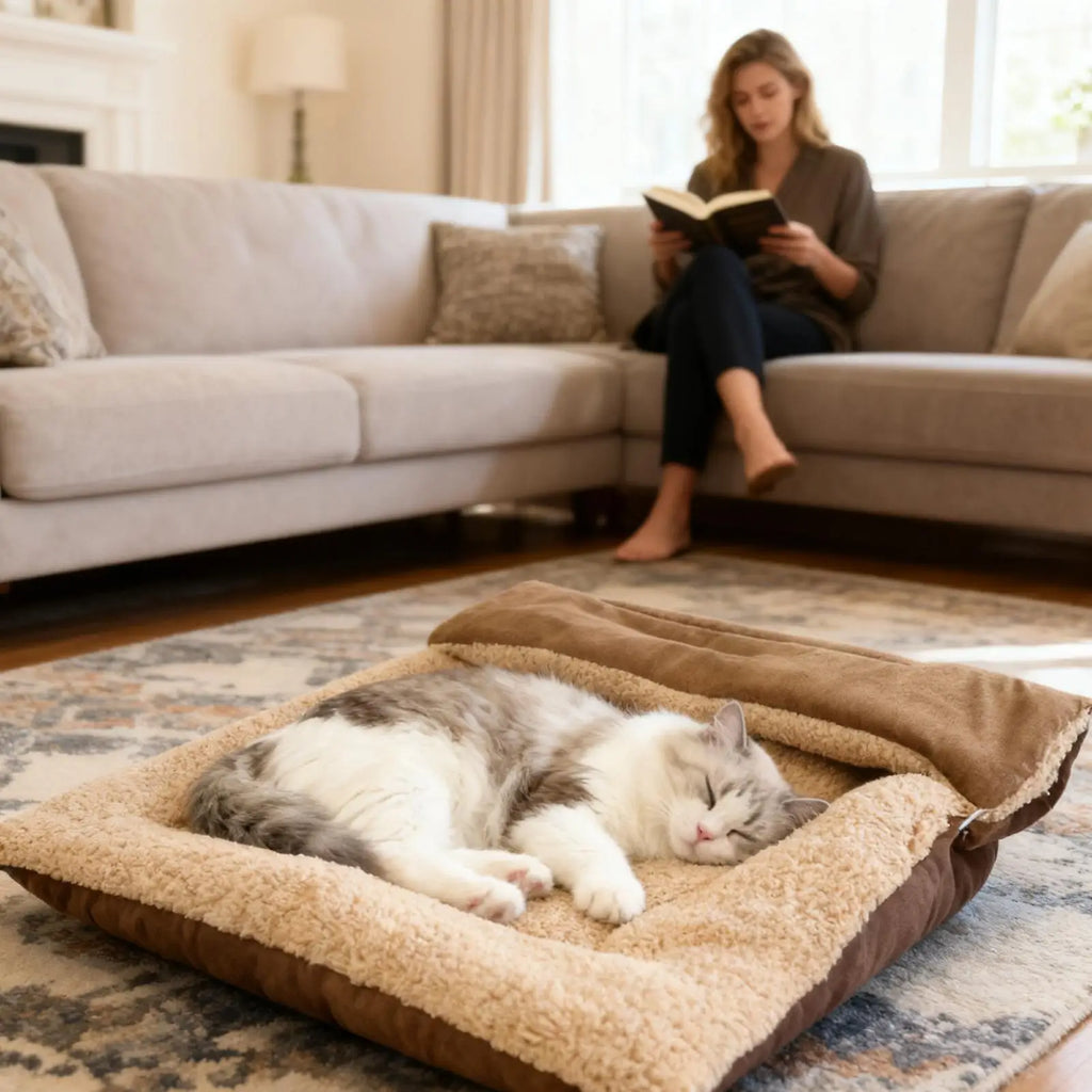 Small Cat Bed Soft Foldable Mat Dog Sleeping Kitten Puppy Pet Indoor Qme