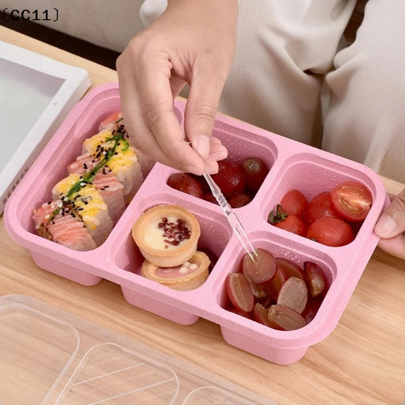 Bento Lunch Box Reusable 5 Compartment Lid Compatible Snack Qme