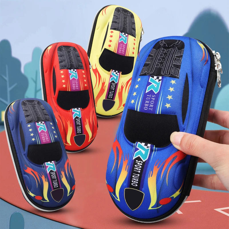 3D Racing Car Pencil Cases Cartoons School Pencil Case For Children Stationery Box EVA PU Plastic Pen Case Boy Cute Pen Bag Qme