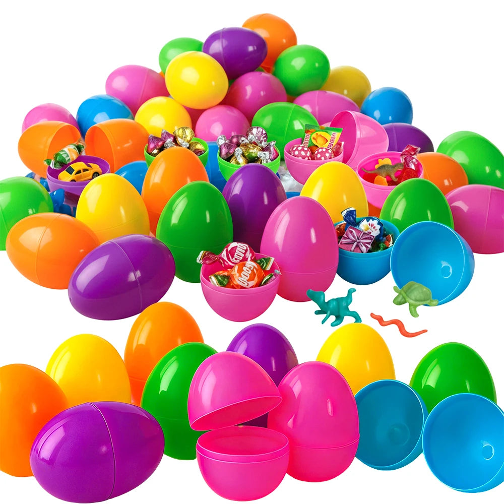 10Pcs Fillable Easter Eggs Bulk Colorful Plastic Refillable Empty Egg for Easter Egg Hunt Game Kids Party Favor Classroom Prizes Qme