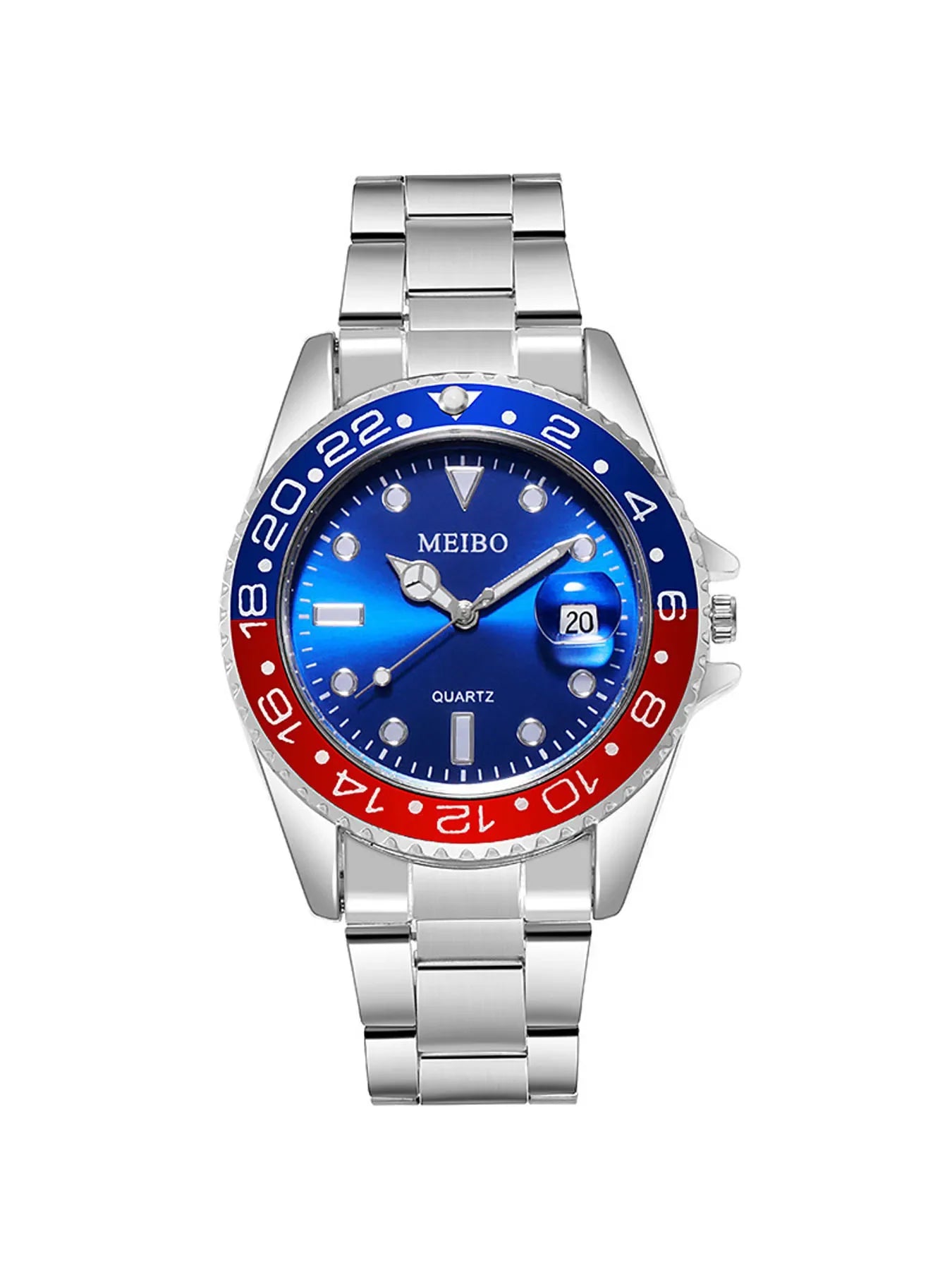 1 pcs of steel strip men's watch quartz watch fashion alloy men's watch gold and 1 pcs of crown bracelet Qme