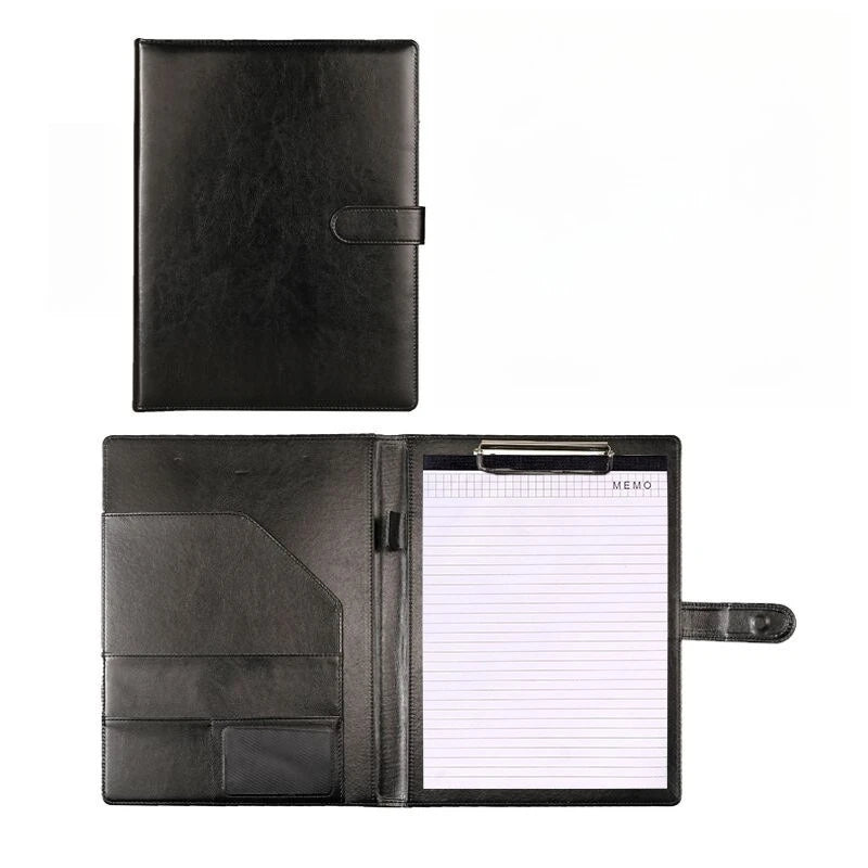Faux Leather Writing Portfolio Clipboard Cover A4 Letter Legal Pad Qme Black with notebook