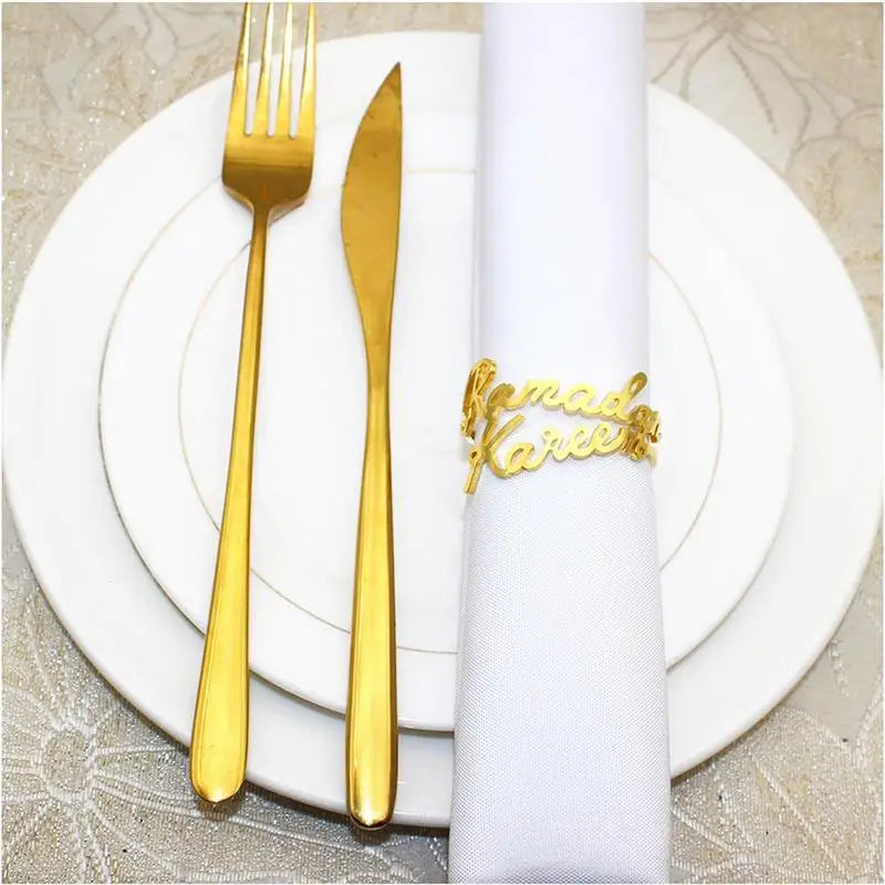 Napkin Ring Eid 6X Holder Alloy Dining Table Decor Party Supplies Qme