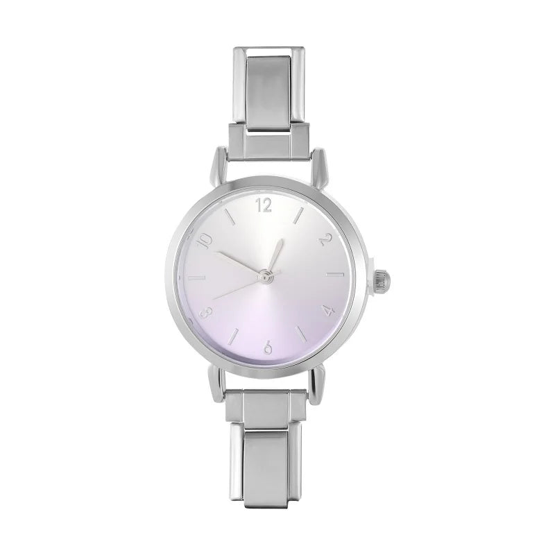 Fashion Women's Stainless Steel Round Blush Watch DIY Bracelet Bangle