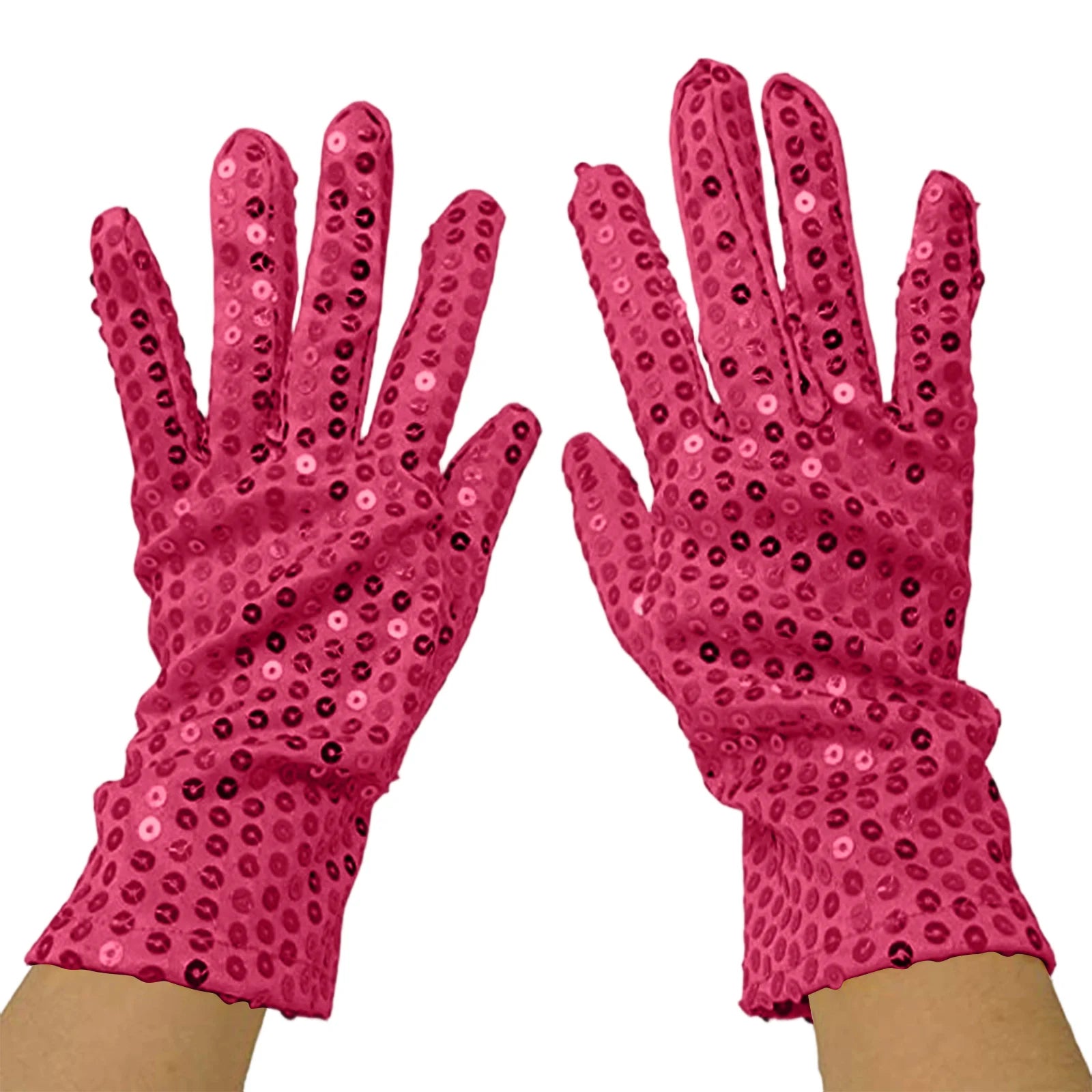 Unisex Creative Sequin Dance Performance Gloves Adult Carnival Clothing Party Accessories Fashionable Stage Decorative Props Qme Hot Pink