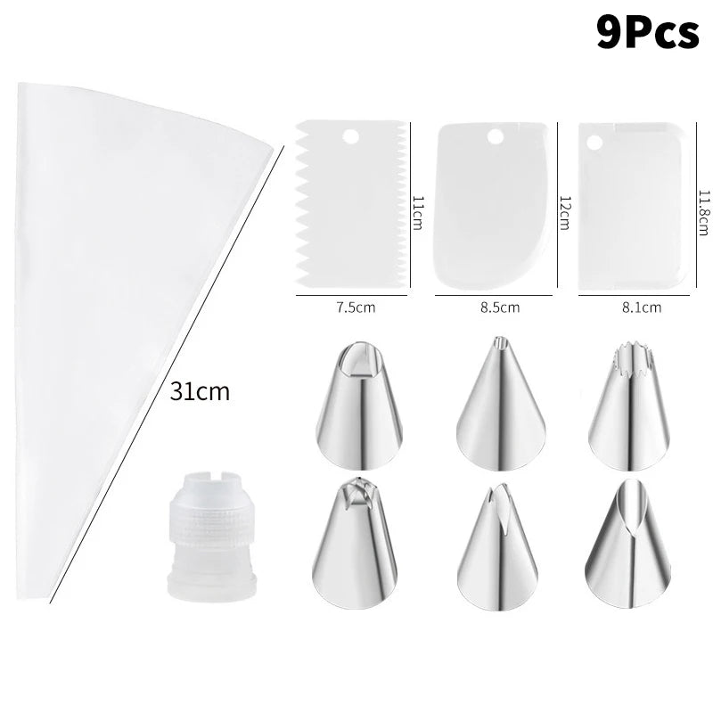 CC11Stainless Steel Piping Nozzle Kitchen Cake Icing Cream Decor Tool Qme 9 White