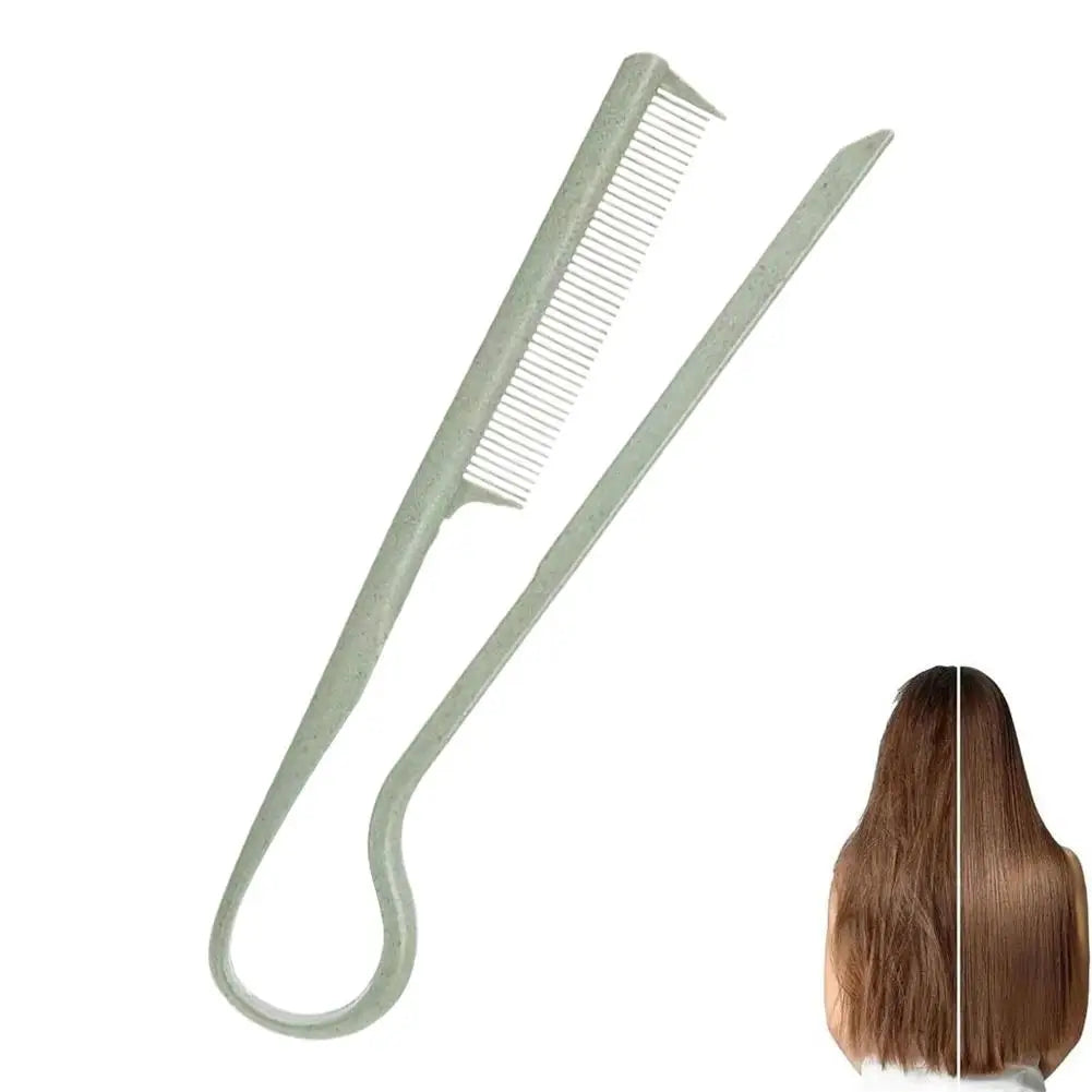 Portable V-shaped Hair Straightener Comb Styling Messy Finishing Qme green