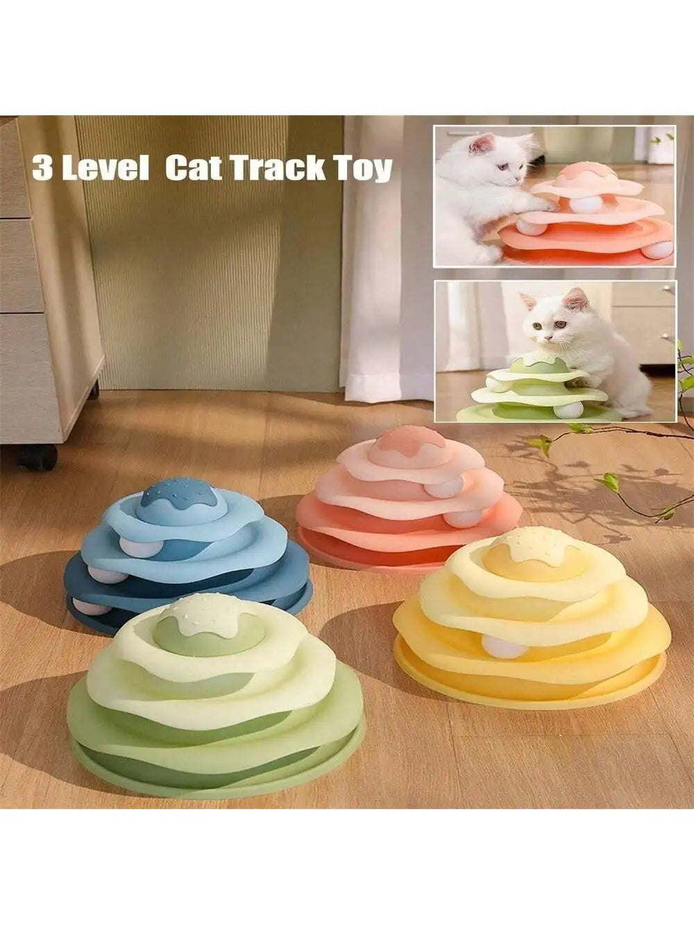 Ice Cream Track Play Mat Cats Kitty Plastic Toy Cat Amusement Pet Qme