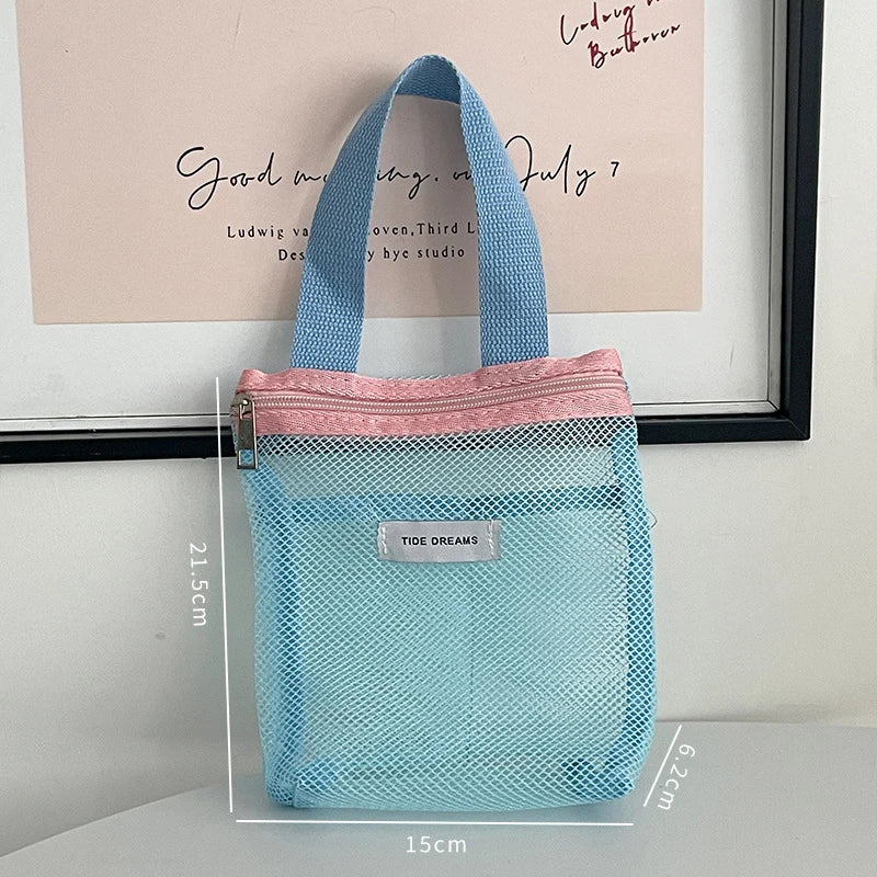 Mesh Makeup Toiletry Storage Bags Handbags Portable Travel Washing Qme A4