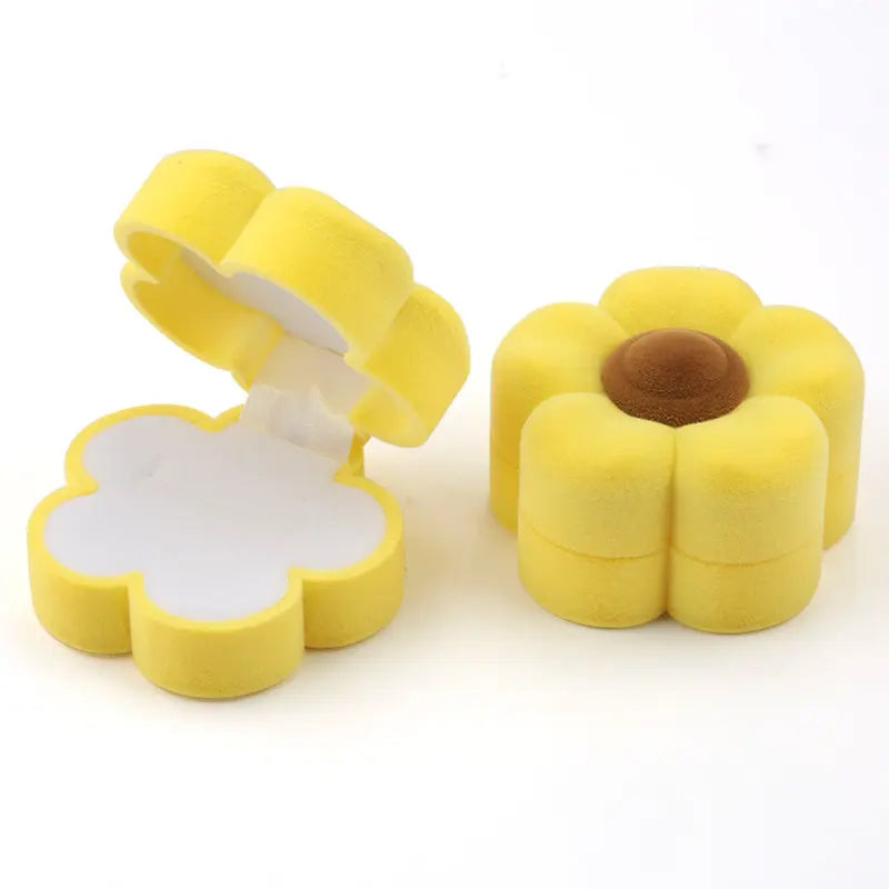 1 Piece Lovely Flower Jewelry Box Velvet Wedding Ring Box Necklace Display Box Gift Box Container Case for Jewelry Packaging Qme Yellow
