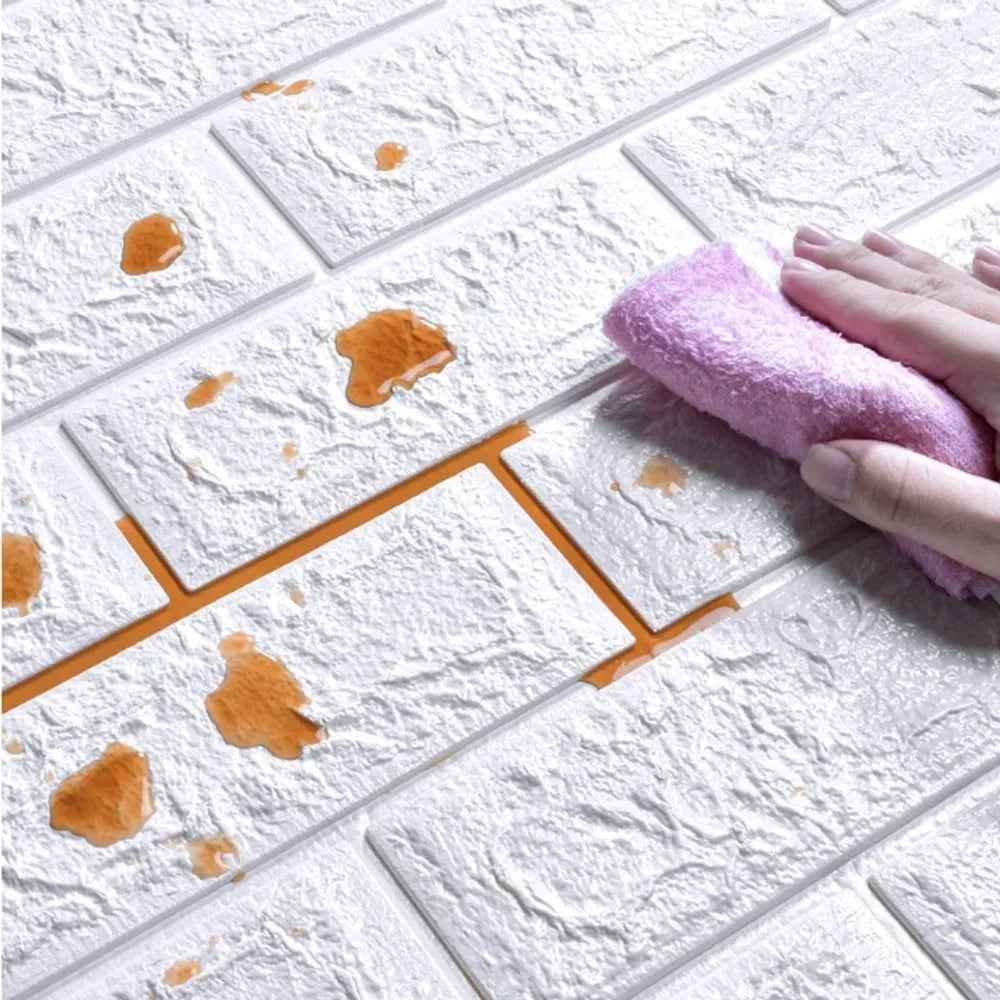 Self Adhesive Faux Brick Wallpaper 70x100cm Waterproof Stain Qme